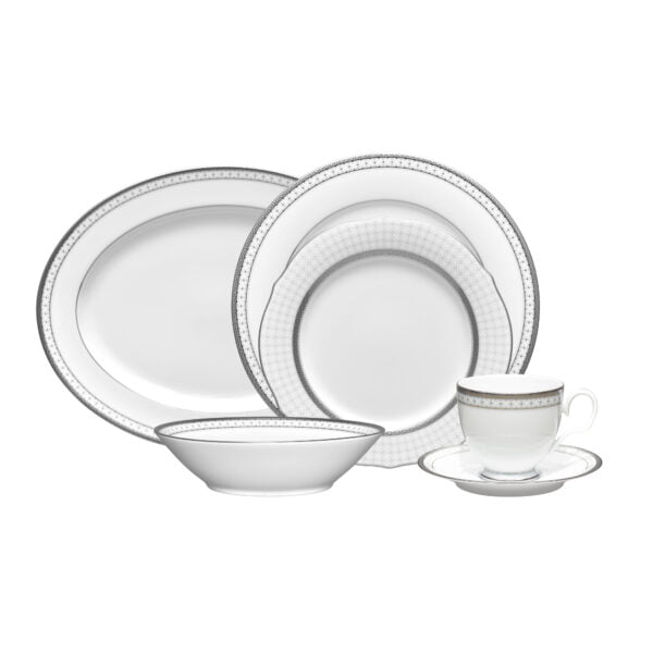 [Raya Deal] Noritake 33Pcs Dinner Set With Teapot - Rochester Platinum