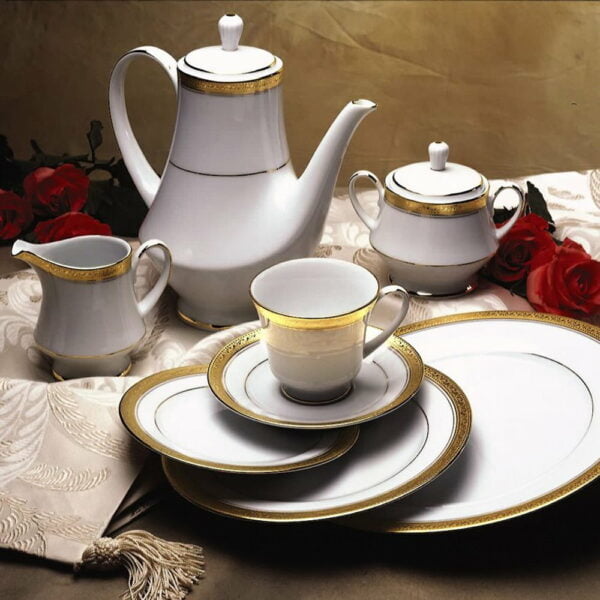 Noritake 96Pcs Dinner &Amp; Tea Set For 12 Persons - Crestwood Gold - Image 2