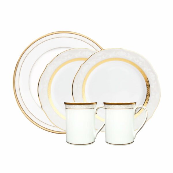 Noritake 5Pcs Couple Breakfast Set With Gift Box - Hampshire Gold