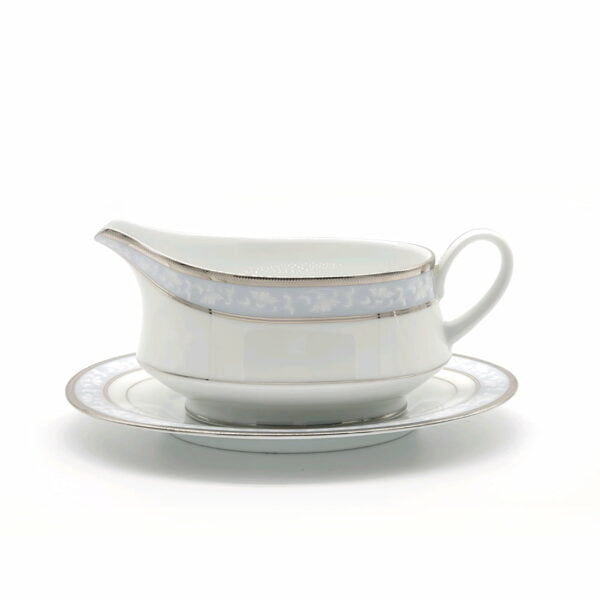 Noritake Gravy Boat W/Saucer - Brunswick Platinum - Image 2