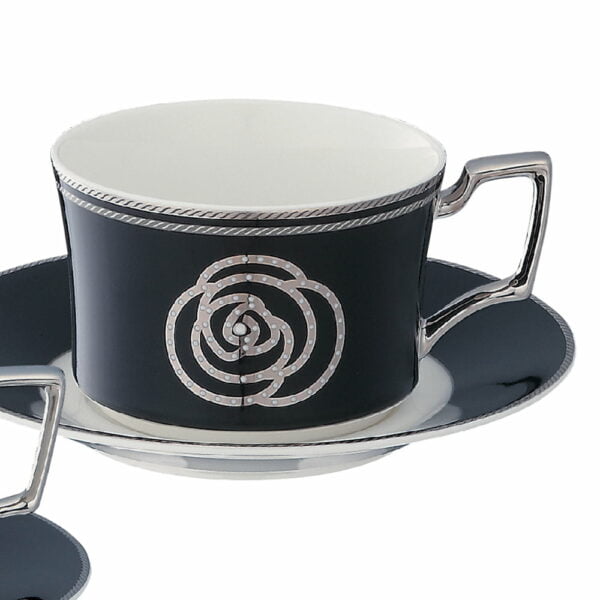 Noritake Cup And Saucer Pair Set 240Cc - Aidan (Black And White) - Image 5