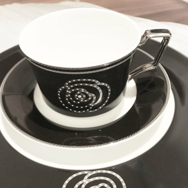Noritake Cup And Saucer Pair Set 240Cc - Aidan (Black And White) - Image 2