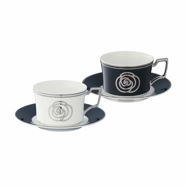 Noritake Cup And Saucer Pair Set 240Cc - Aidan (Black And White)