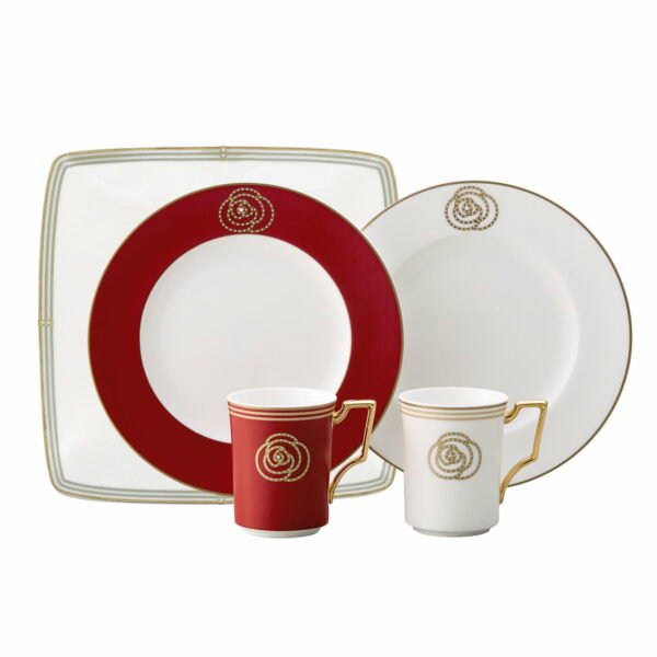Noritake 5Pcs Couple Breakfast Set- Aidan Gold &Amp; Red