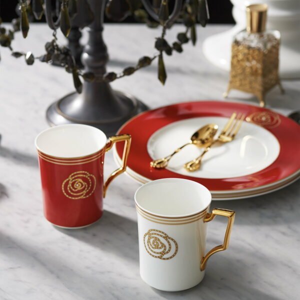 Noritake 5Pcs Couple Breakfast Set- Aidan Gold &Amp; Red - Image 4