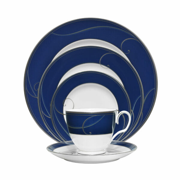 Noritake 47Pcs Dinner & Tea Set For 8 Person - Platinum Wave Indigo
