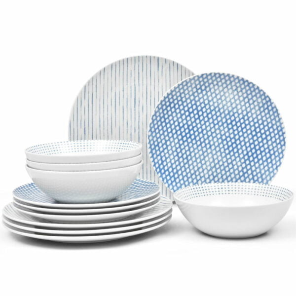 Noritake 12Pcs Dinner Set (Coupe) For 4 Persons - Hammock Blue