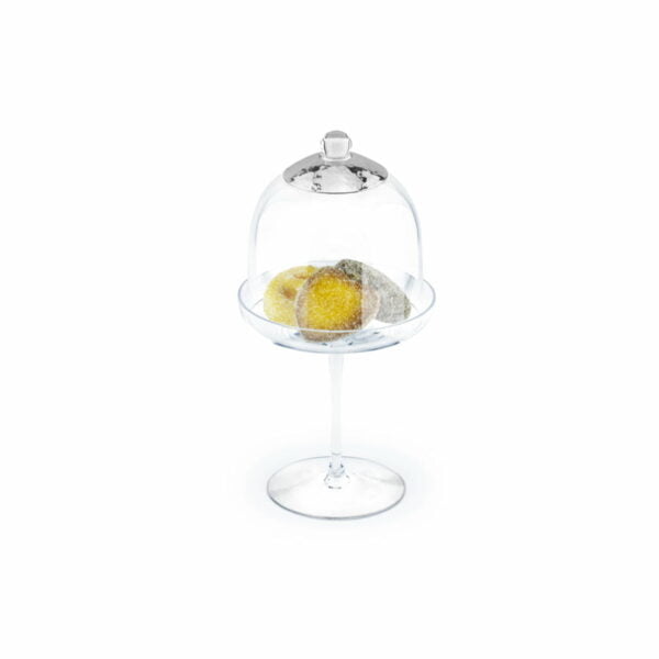 Chinelli Small Cake Stand With Dome - Campana - Platinum