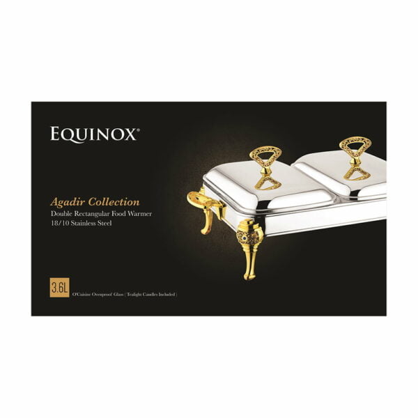 Equinox Stainless Steel Double Rectangle Food Warmer 3.6L - Image 4