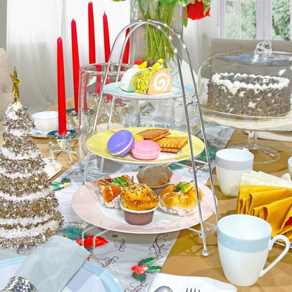 Equinox 3 Tier Cake Stand - Silver Plated - Image 4