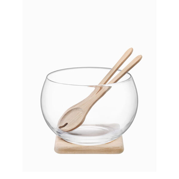 LSA Serve Salad Set & Oak Base Ø27Cm Clear * - Image 2