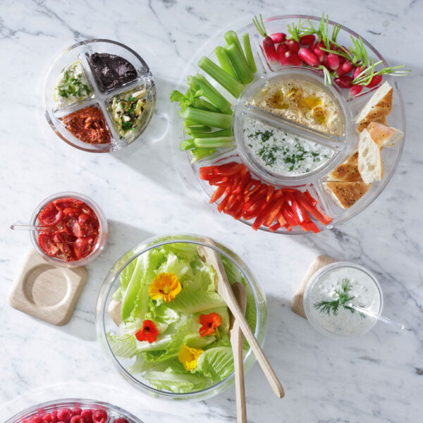 LSA Serve Salad Set & Oak Base Ø27Cm Clear * - Image 4