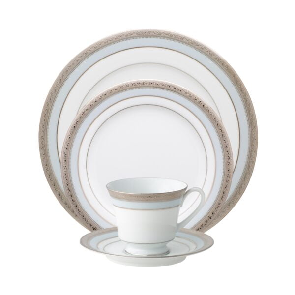 Noritake 47Pcs Dinner & Tea Set For 8 Person-Signature Mica Platinum