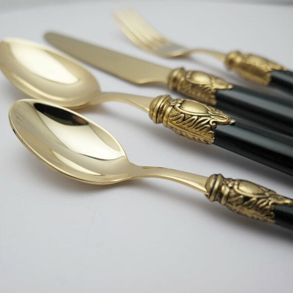 Bugatti 24Pc Cutlery Set- Rinasc Gold Black - Image 4