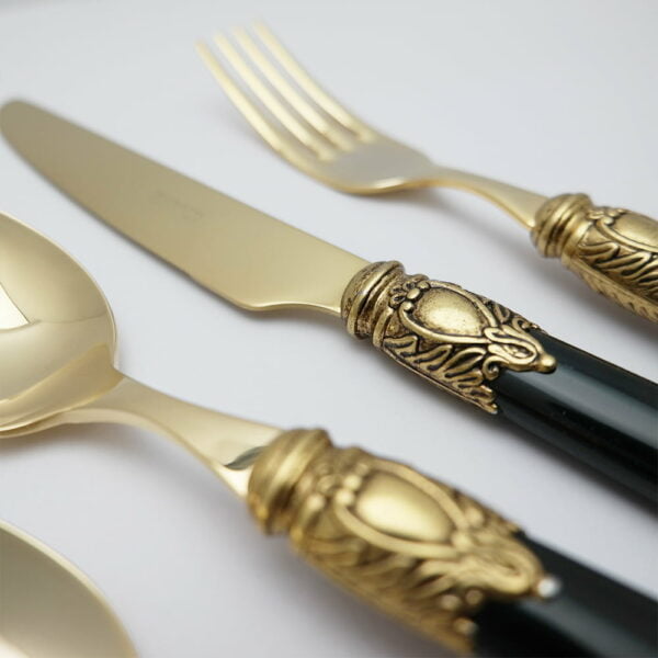 Bugatti 24Pc Cutlery Set- Rinasc Gold Black - Image 3