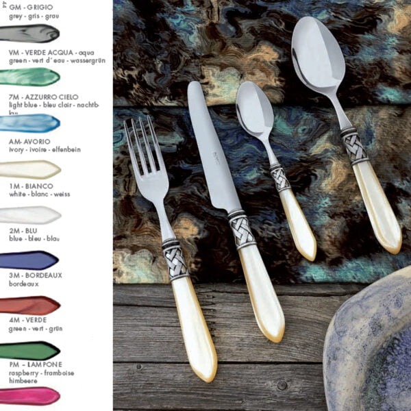 Bugatti 24Pcs Cutlery Set - 18/10 - Matte Silver Green Handle - Image 3