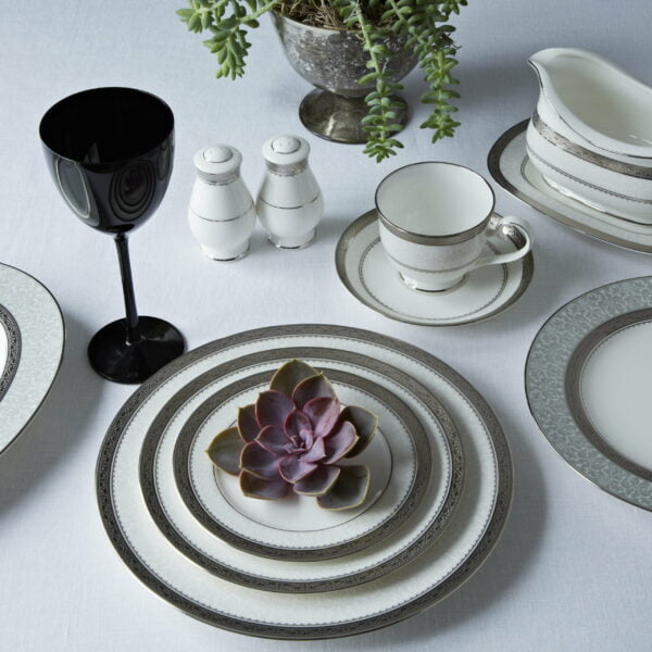 Noritake 47Pcs Dinner & Tea Set- Oddessa Platinum - Image 2